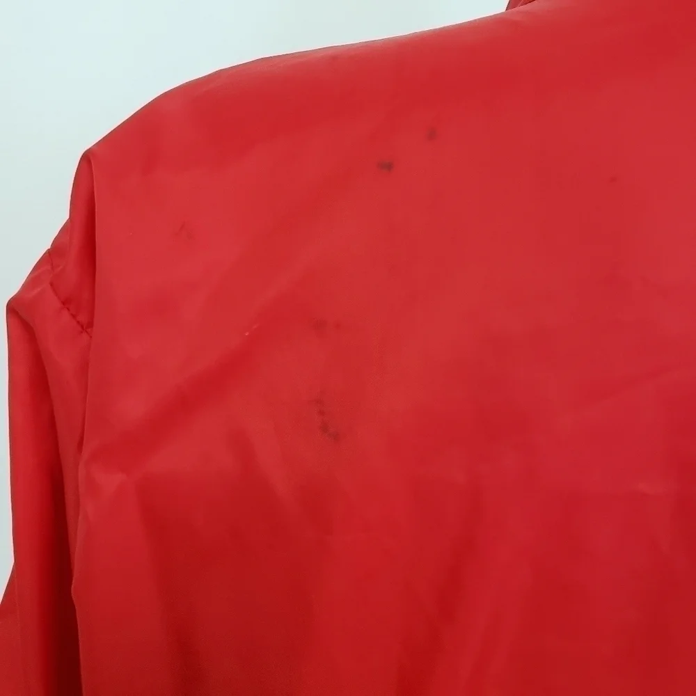VINTAGE IH International Harvester Unlined Windbreaker Red White Black Stains L